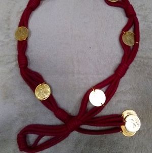 Vintage Coin and Cord Women's Maroon Belt
